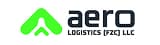 Green triangular logo with a white abstract arrow, left of the bold black text "aero LOGISTICS QFZ LLC" on a white background, conveying professionalism.